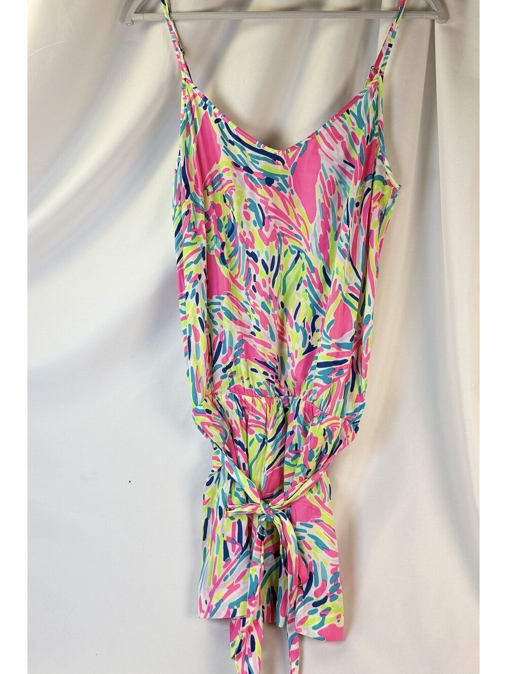 Lilly Pulitzer Womens Deanna Belted Romper Sz M Palm Reader Sleeveless NWOT